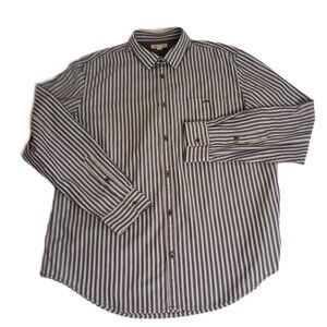 Calvin Klein Men’s Blue White Stripe Button Down Shirt Pocket Men's Large